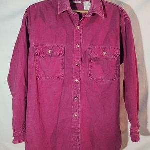 Vintage Field & Stream Thick Cotton Flannel Button Up Shirt Maroon Men’s XL